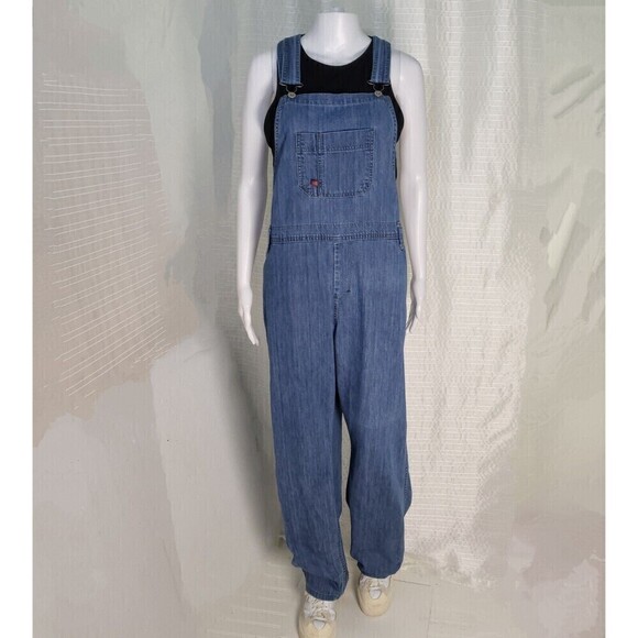 Dickies Relaxed Fit Bib Overalls Denim Carpenter Women’s Tag Size L - Picture 1 of 12